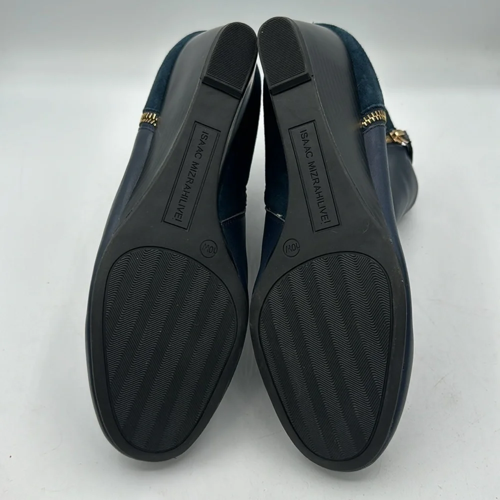 Isaac MixrahiLive! Blue Suede/Leather booties Sz 10 New without box